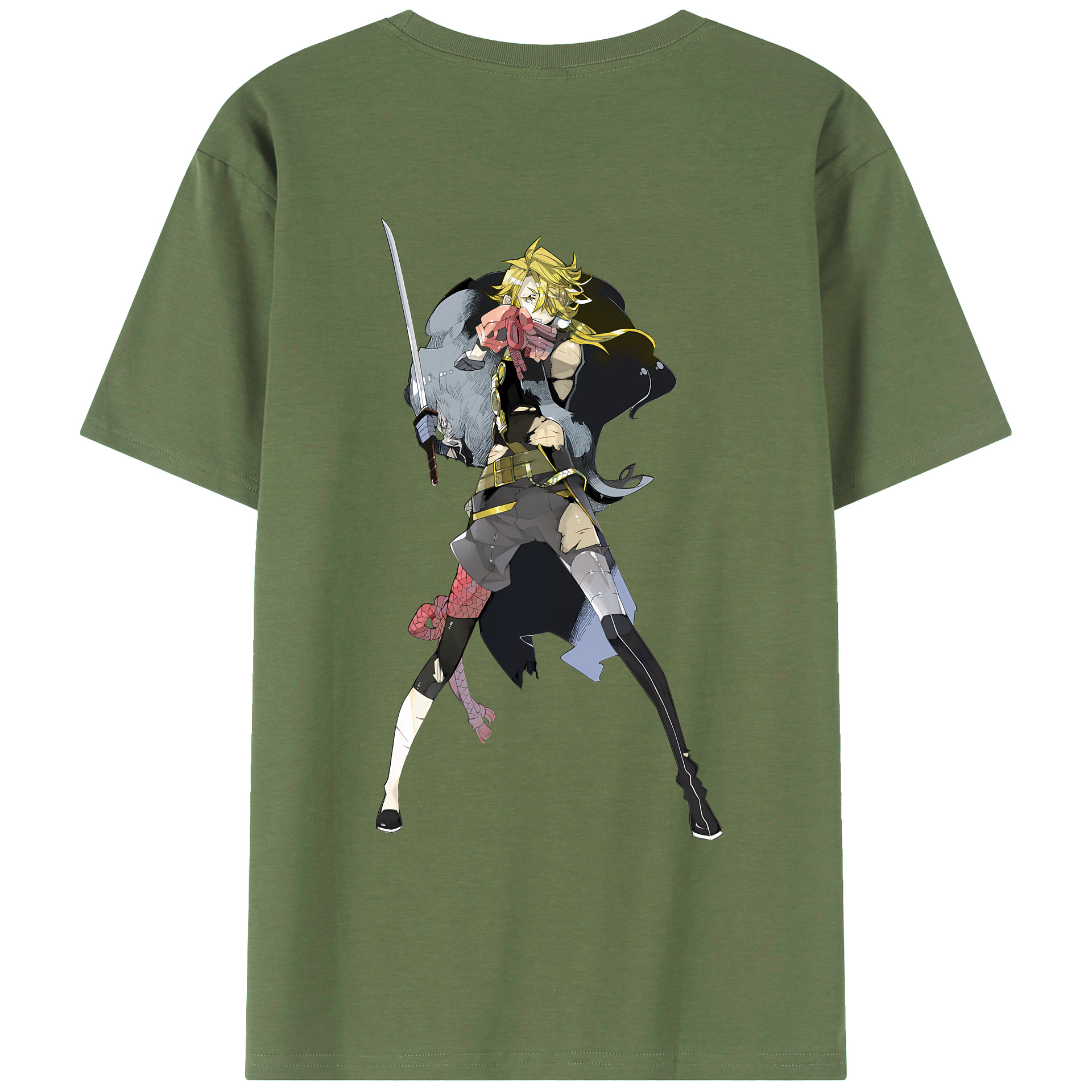 （画像用） 刀剣乱舞 Touken Ranbu 綿100％ メンズ半袖Tシャツ（バックプリント） 通気性